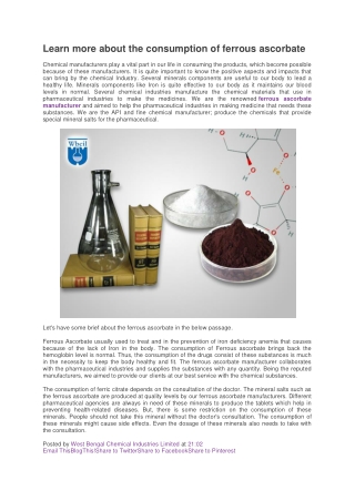 Learn more about the consumption of ferrous ascorbate