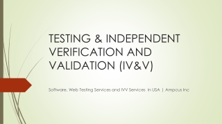 Software Testing Services and IVV Services  in USA | Ampcus Inc
