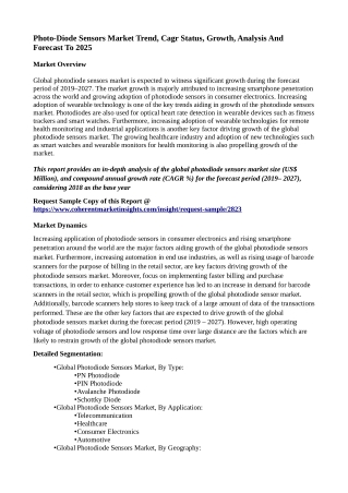 Photo-Diode Sensors Market Trend, Cagr Status, Growth, Analysis And Forecast To 2025