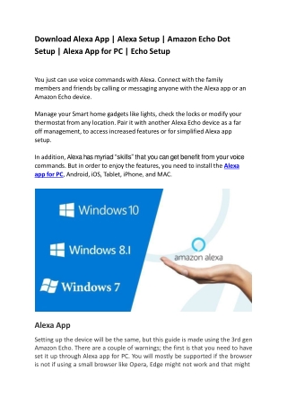 Download Alexa App for Echo and Alexa Setup
