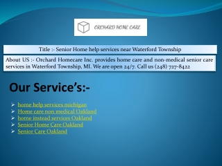 Senior Home help services near Waterford Township