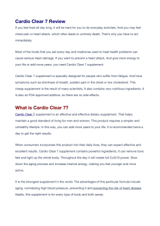 Cardio Clear 7 Review – Must Read First Before You Order!