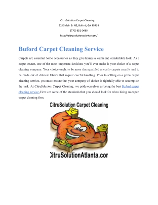 Buford Carpet Cleaning Service