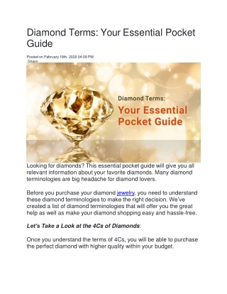 Diamond Terms: Your Essential Pocket Guide