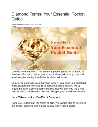 Diamond Terms: Your Essential Pocket Guide