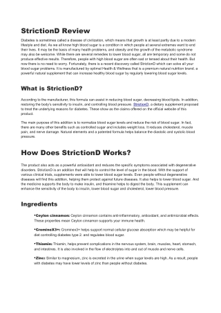 StrictionD Review – Is It Really Helpful At Lowering Blood Sugar?