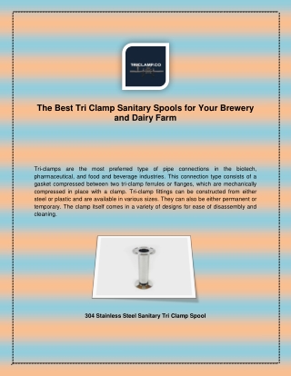 The Best Tri Clamp Sanitary Spools for Your Brewery and Dairy Farm