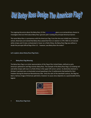 Did Betsy Ross Design The American Flag?