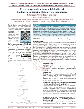 Preparation and Antimicrobial Studies of Oxadiazine Containing Heterocyclic Compounds