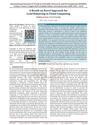 A Result on Novel Approach for Load Balancing in Cloud Computing