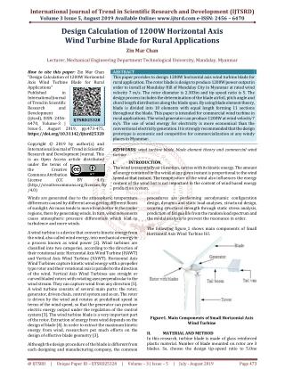 Design Calculation of 1200W Horizontal Axis Wind Turbine Blade for Rural Applications