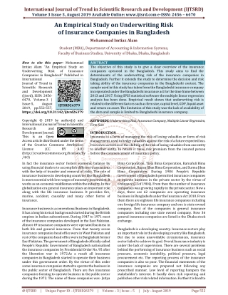 An Empirical Study on Underwriting Risk of Insurance Companies in Bangladesh