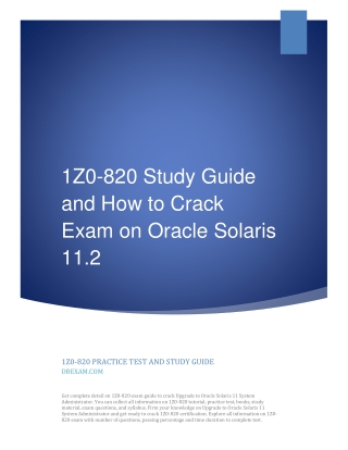 1Z0-820 Study Guide and How to Crack Exam on Oracle Solaris 11.2