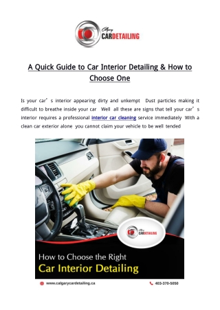 A Quick Guide to Car Interior Detailing & How to Choose One