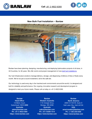New Bulk Fuel Installation – Banlaw