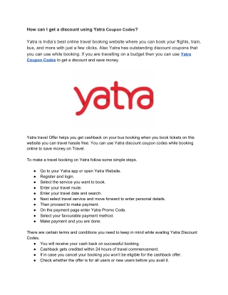 How can I get a discount using Yatra Coupon Codes?