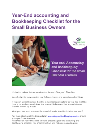 Year-End accounting and Bookkeeping Checklist for the Small Business Owners