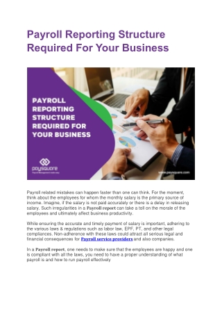 Payroll Reporting Structure Required For Your Business