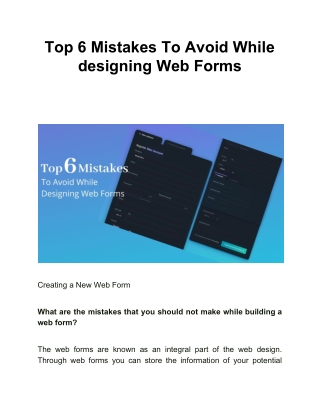 Top 6 Mistakes To Avoid While Designing Web Forms