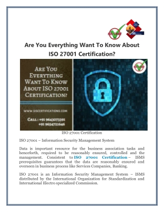 Are You Everything Want To Know About ISO 27001 Certification?