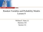 Random Variables and Probability Models Lecture 8