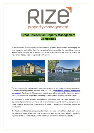 Residential Property Management Companies