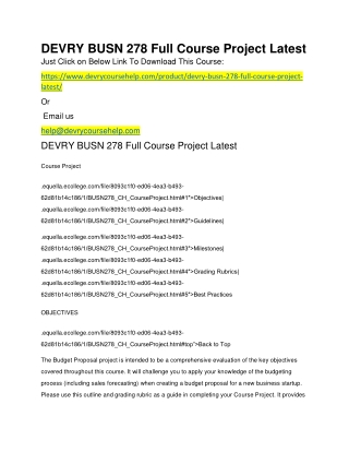 DEVRY BUSN 278 Full Course Project Latest