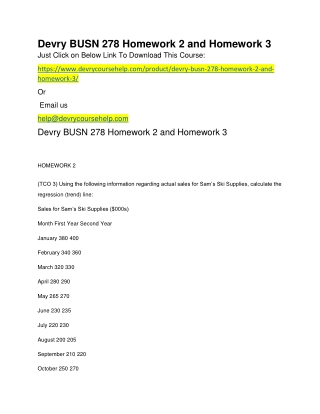 Devry BUSN 278 Homework 2 and Homework 3