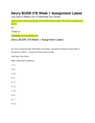 Devry BUSN 278 Week 1 Assignment Latest