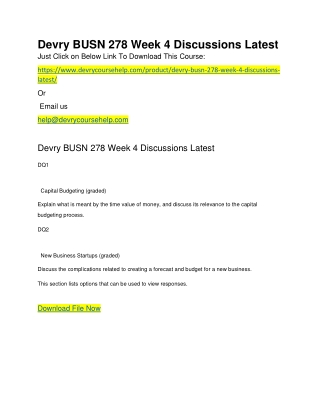 Devry BUSN 278 Week 4 Discussions Latest