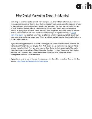 Hire Digital Marketing Expert in Mumbai