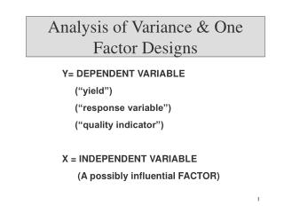 Analysis of Variance &amp; One Factor Designs