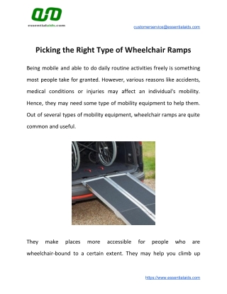 Picking the Right Type of Wheelchair Ramps