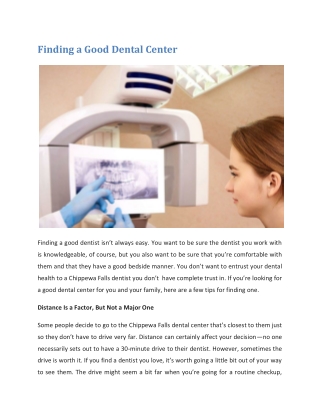 Finding a Good Dental Center