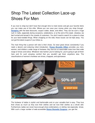 Flat 50% off Men's Lace-Up Shoes