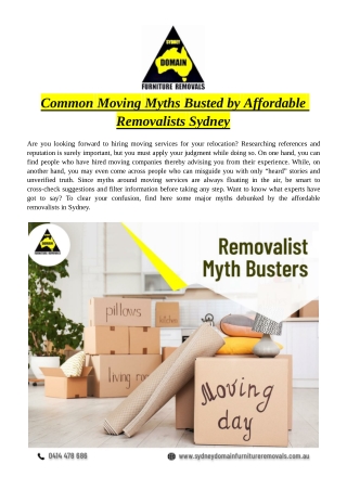 Common Moving Myths Busted by Affordable Removalists Sydney