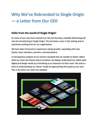 Why We’ve Rebranded to Single Origin