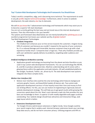 Top 7 Custom Web Development Technologies And Frameworks You Should Know