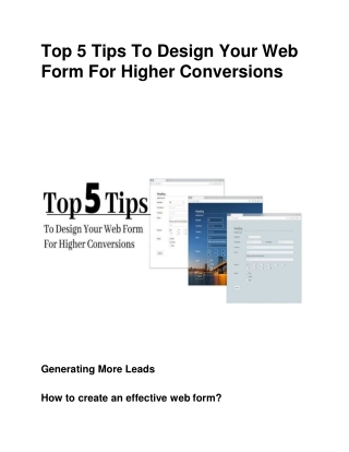 Top 5 Tips To Design Your Web Form For Higher Conversions