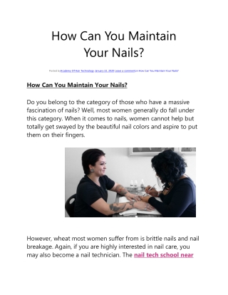 How Can You Maintain Your Nails?