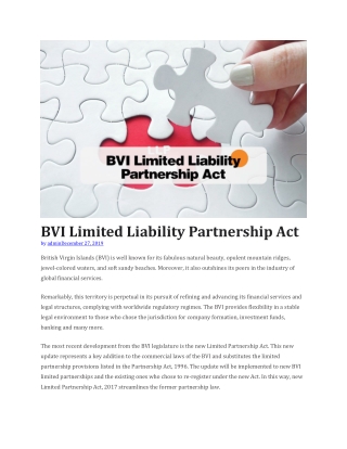 BVI Limited Liability Partnership Act