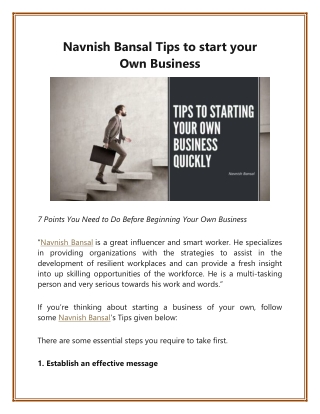 Tips to start your Own Business
