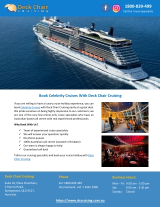 Book Celebrity Cruises With Deck Chair Cruising