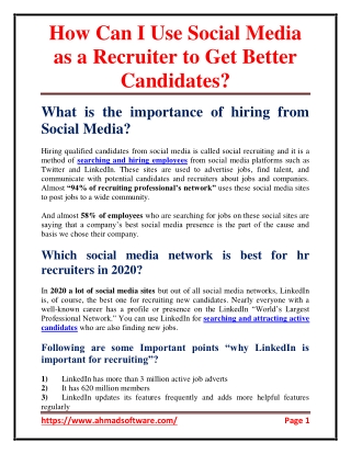 How can I use social media as a recruiter to get better candidates