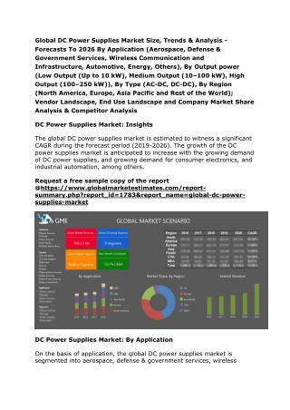 Global DC Power Supplies Market Size, Trends & Analysis - Forecasts To 2026