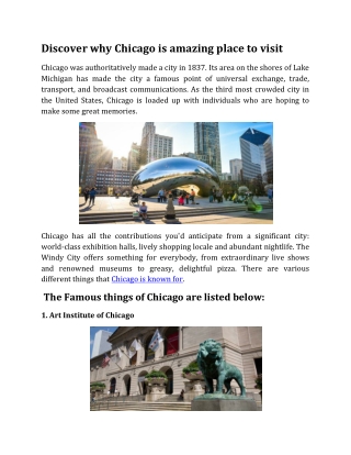 Discover why Chicago is amazing place to visit