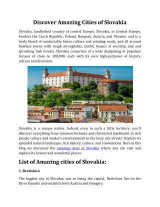 Discover Amazing Cities of Slovakia