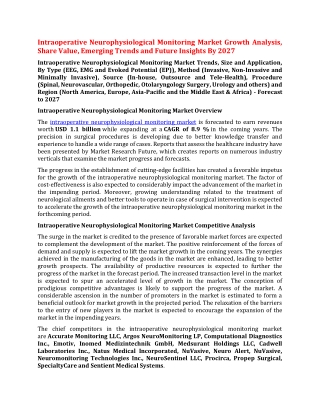 Intraoperative Neurophysiological Monitoring Market Growth Analysis, Share Value, Emerging Trends and Future Insights By