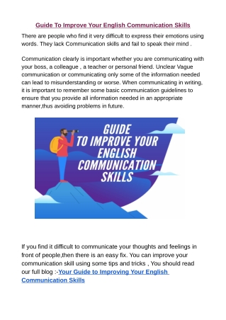 Guide To Improve Your English Communication Skills