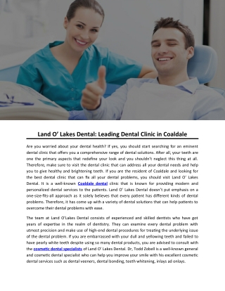 Land O’ Lakes Dental: Leading Dental Clinic in Coaldale